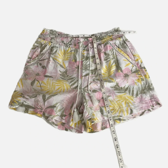 Briggs Women’s Linen Blend Pull-On Shorts Floral Tassels Pockets Medium - Picture 10 of 11